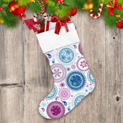 Christmas Paisley Purple Blue Circles And Snowflakes Christmas Stocking