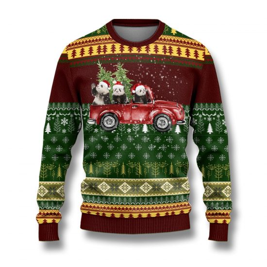 Christmas Panda Car Ugly Sweaters