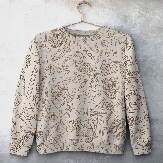 Christmas Pattern Unisex All Over Print Cotton Sweatshirt