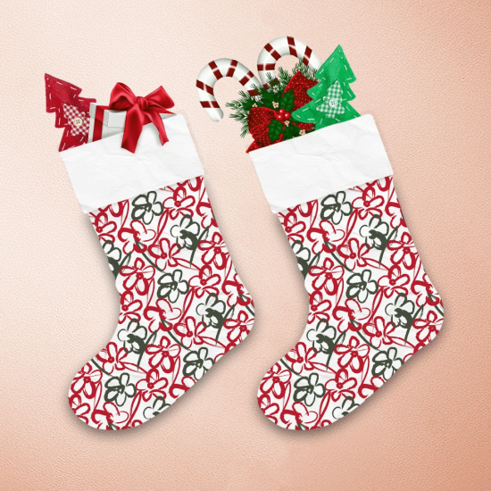 Christmas Red And Green Floral Brush Strokes Christmas Stocking 1