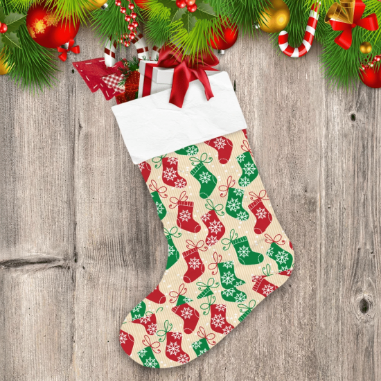 Christmas Red And Green Socks With Snowflake Christmas Stocking