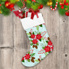 Christmas Red Poinsettia Pine Cone Rowan Berries And Snowflakes Christmas Stocking