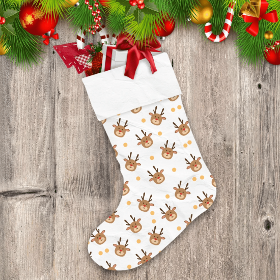 Christmas Reindeer With Polka Dot Hand Drawn Christmas Stocking