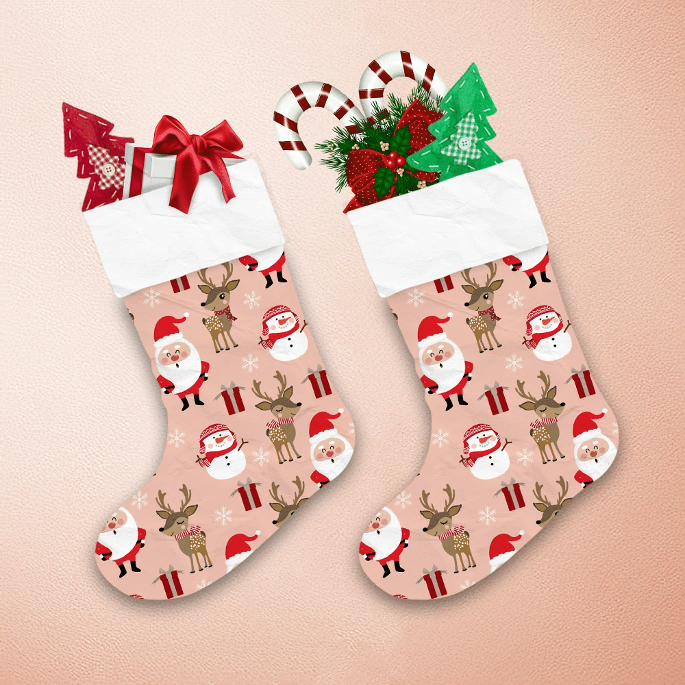 Christmas Santa Claus Deer Snowman And Gift Christmas Stocking 1