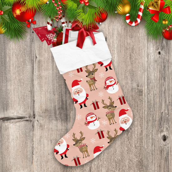 Christmas Santa Claus Deer Snowman And Gift Christmas Stocking