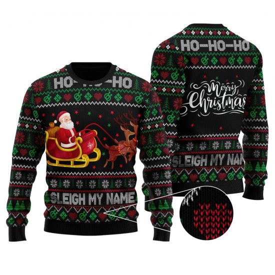 Christmas Santa Claus Drive Sleigh Reindeer Ugly Sweaters