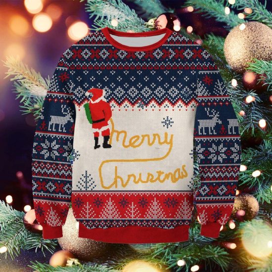 Christmas Santa Claus Knitting Pattern 3D Print Ugly Christmas Sweatshirt