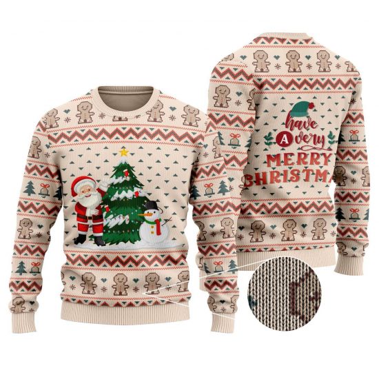 Christmas Santa Claus Snowman And Tree Ugly Sweaters