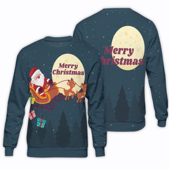 Christmas Santa Claus Unisex All Over Print Cotton Sweatshirt