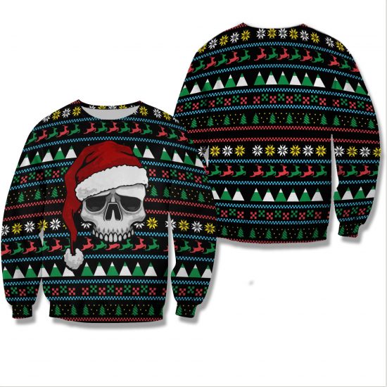 Christmas Skull Unisex All Over Print Cotton Sweatshirt