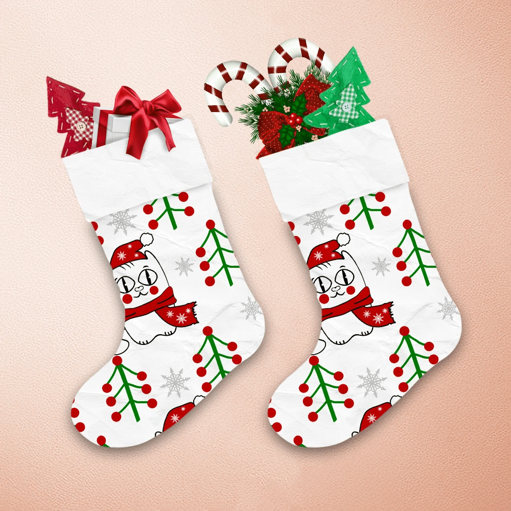 Christmas-Snowflake-With-Cat-In-Santa-Hat-And-Scarf-Christmas-Stocking-1 Christmas Snowflake With Cat In Santa Hat And Scarf Christmas Stocking 1