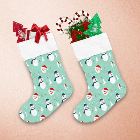 Christmas Snowman And Face Of Santa Christmas Stocking 1 Christmas Snowman And Face Of Santa Christmas Stocking 1