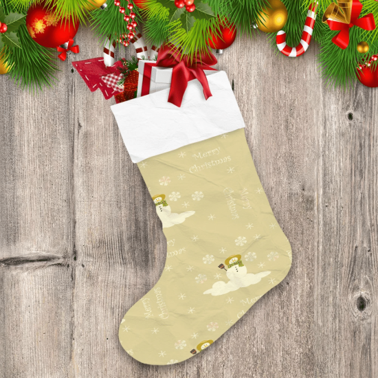 Christmas Snowman Holding Broom On Cloud Christmas Stocking