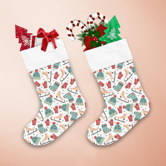 Christmas Socks With Drawn Skates Hats And Mittens Christmas Stocking 1
