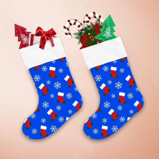 Christmas Socks With Snowflake On Blue Background Christmas Stocking 1