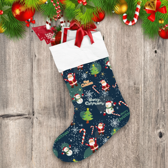Christmas Themed Santa Claus In Blue Night Background Christmas Stocking