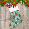 Christmas Time Dachshund And Snowflakes On Green Christmas Stocking