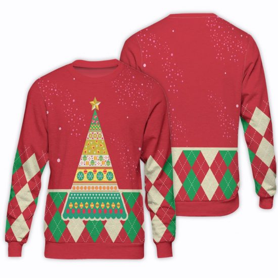 Christmas Tree And Star Unisex All Over Print Cotton Sweatshirt