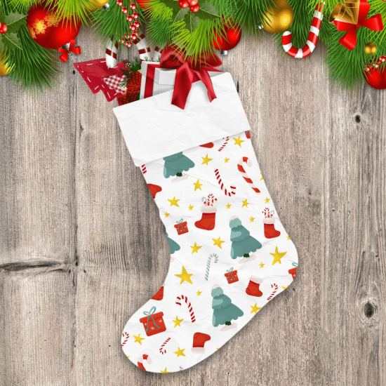 Christmas Tree Candy Canes And Socks Christmas Stocking