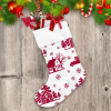 Christmas Tree Farm Lanscape With Truck Houses And Snowflakes Christmas Stocking