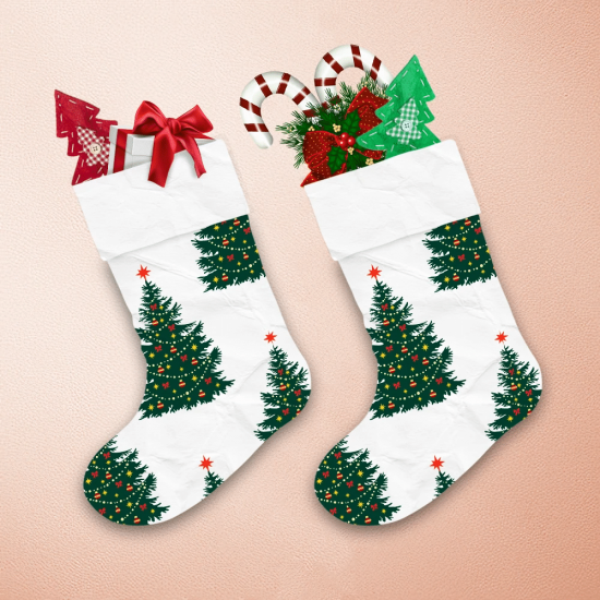 Christmas Tree Silhouette With Colorful Toys Christmas Stocking 1