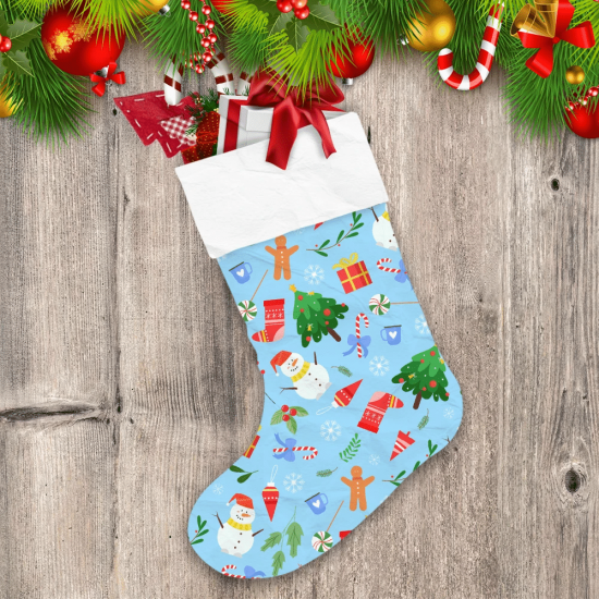 Christmas Tree Socks Gifts Snowman Candy And Holly Christmas Stocking