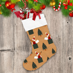 Christmas Trees And Dachshund Dog In The Gift Box Christmas Stocking