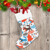 Christmas Trees And Wolf Tribal Cartoon Style Christmas Stocking