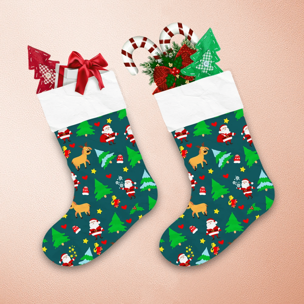 Christmas-Trees-Bells-Santa-Claus-With-Bag-Gifts-And-Red-Mittens-Christmas-Stocking-1 Christmas Trees Bells Santa Claus With Bag Gifts And Red Mittens Christmas Stocking 1