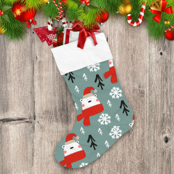 Christmas Trees Snowflakes And Bear In Scarf Christmas Stocking
