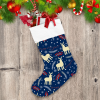 Christmas Winter Adorable Reindeer And Berries On Black Christmas Stocking