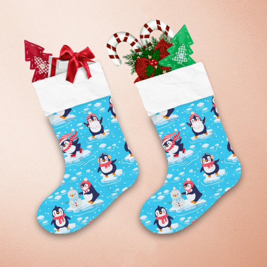 Christmas Winter Baby Penguins In Clothing And Hats Christmas Stocking 1