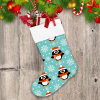 Christmas Winter Background With Funny Penguin Christmas Stocking