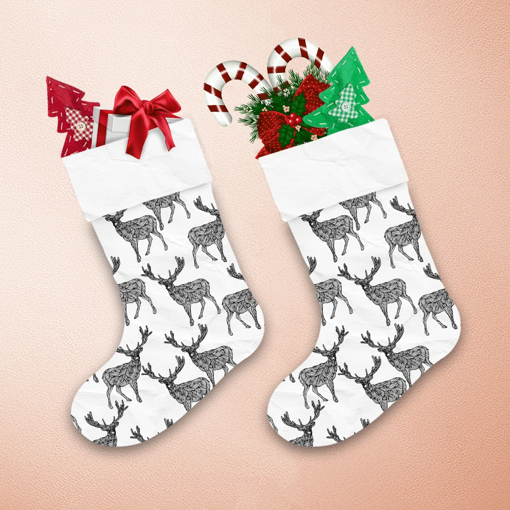 Christmas-Winter-Black-And-White-Deer-Christmas-Stocking-1 Christmas Winter Black And White Deer Christmas Stocking 1