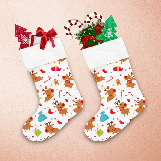 Christmas Winter Deers Gifts Candies And Stars Christmas Stocking 1