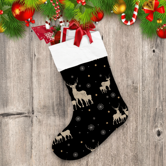 Christmas Winter Family Reindeer Star And Snowflake Christmas Stocking