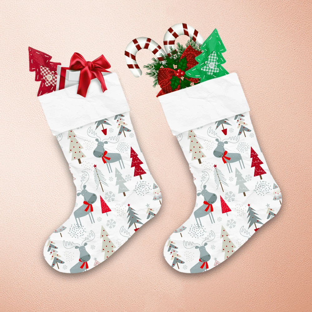 Christmas-Winter-Grey-Deer-And-Red-Tree-Christmas-Stocking-1 Christmas Winter Grey Deer And Red Tree Christmas Stocking 1
