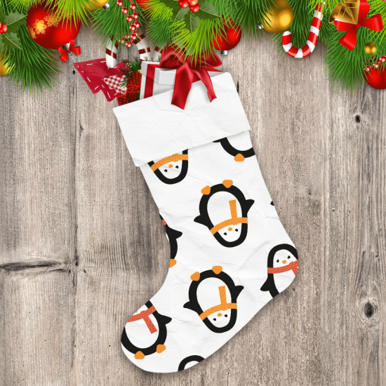 Christmas Winter Penguin In Scarf In Point Christmas Stocking