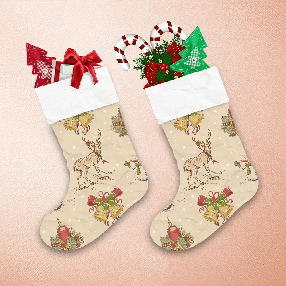 Christmas Winter Santa Deer And Jingle Bells Christmas Stocking ...