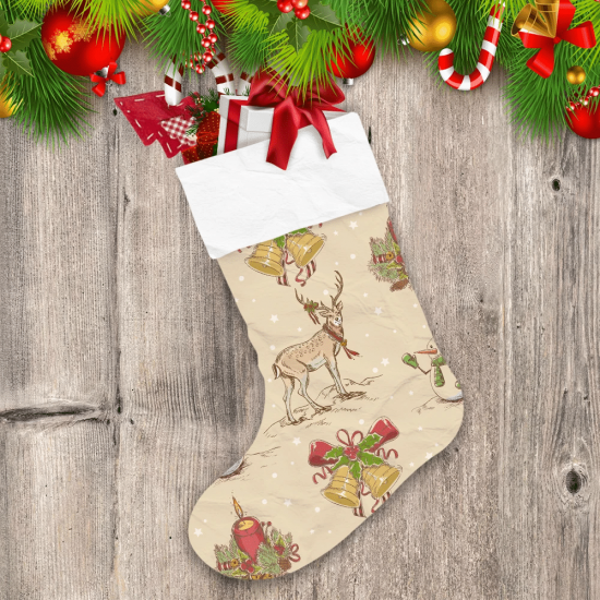 Christmas Winter Santa Deer And Jingle Bells Christmas Stocking