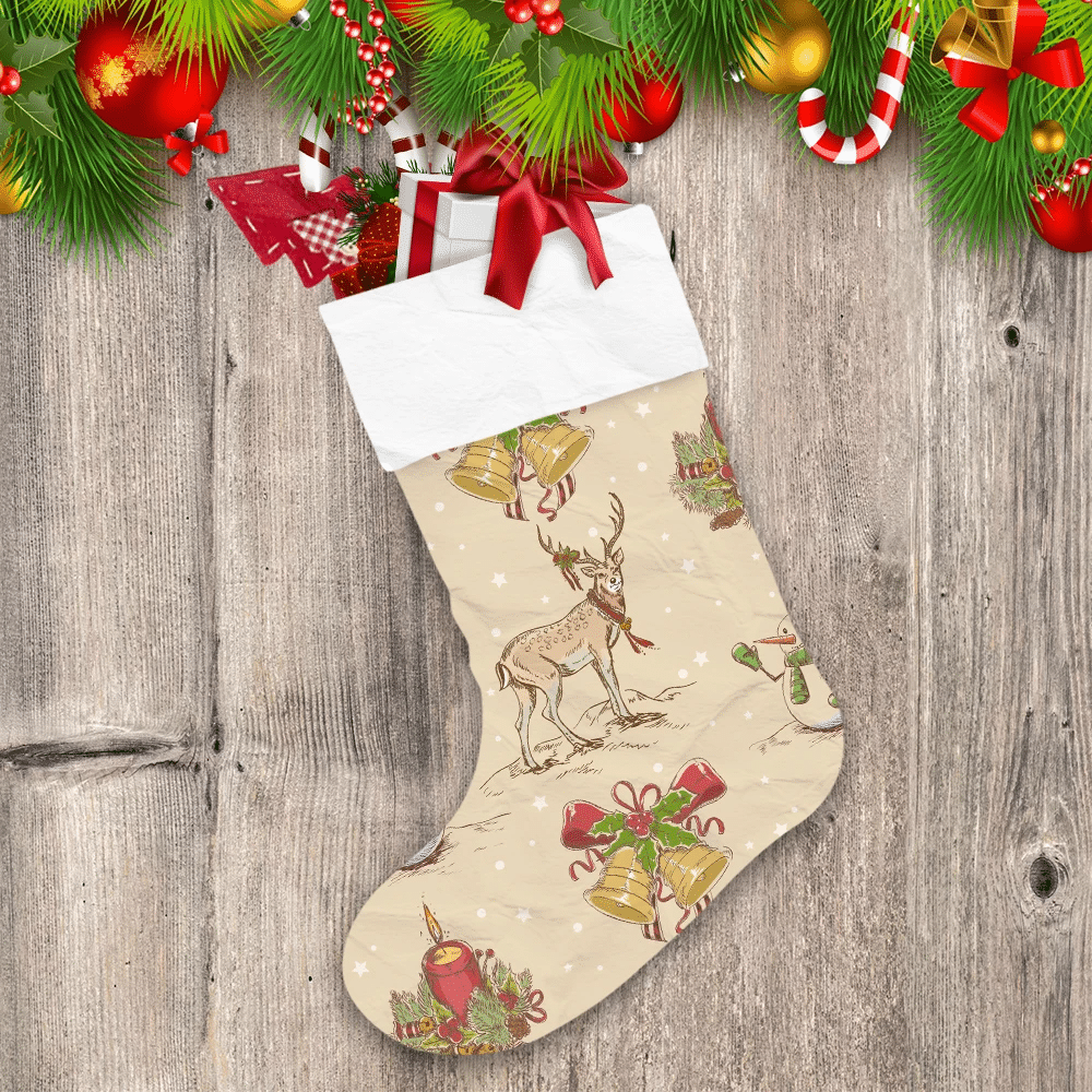 Christmas Winter Santa Deer And Jingle Bells Christmas Stocking ...