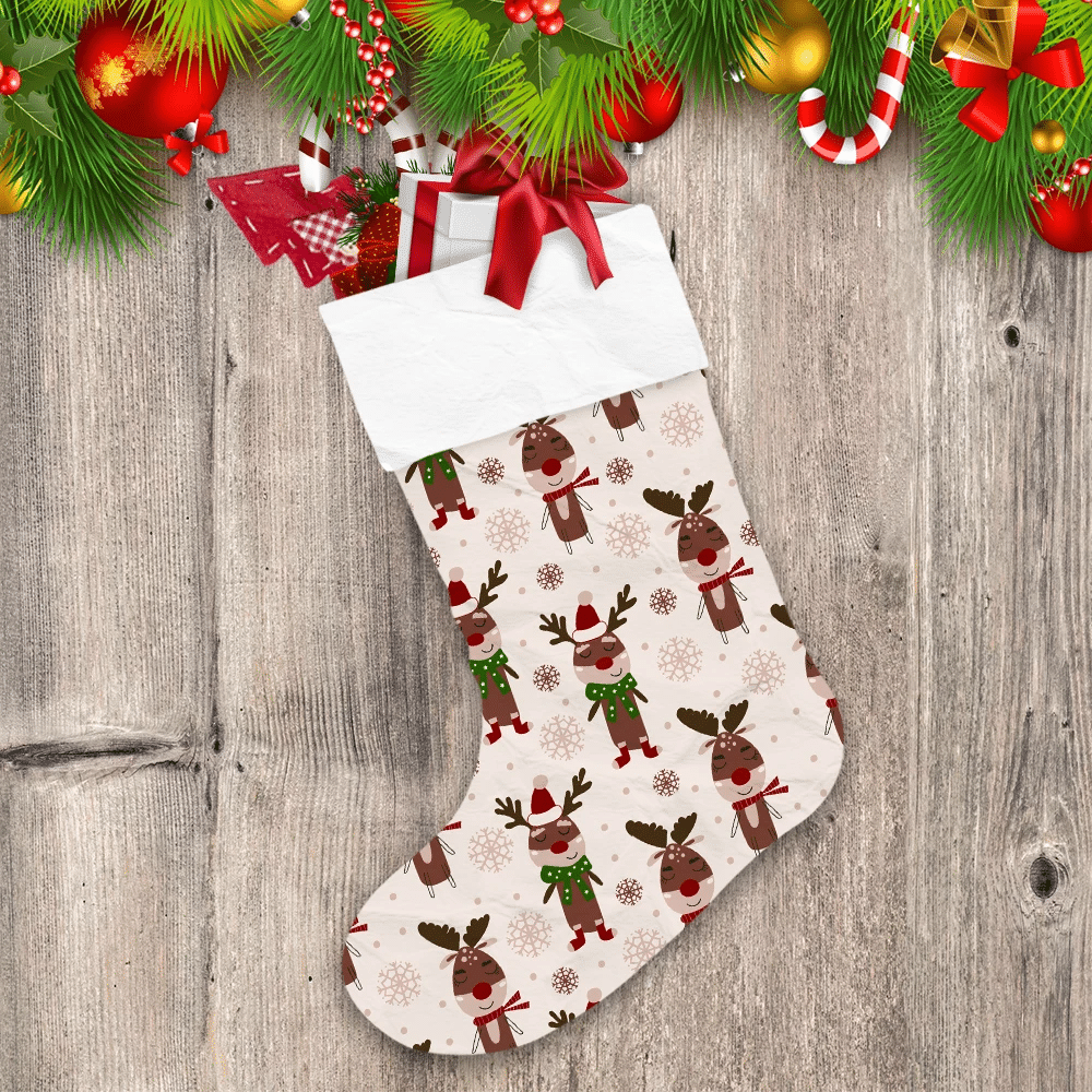 Christmas-Winter-Sleeping-Reindeer-And-Snowflakes-Christmas-Stocking Christmas Winter Sleeping Reindeer And Snowflakes Christmas Stocking