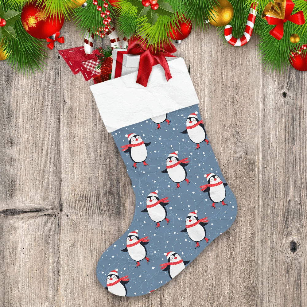 Christmas-Winter-With-Cute-Penguins-Ice-Skaters-Christmas-Stocking Christmas Winter With Cute Penguins Ice Skaters Christmas Stocking