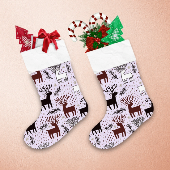 Christmas Winter With Deer And Fir Branches Christmas Stocking 1