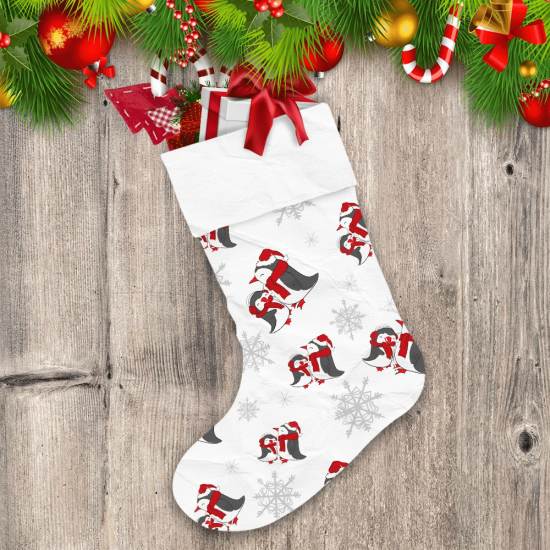 Christmas Winter With Snowflakes And Penguins Christmas Stocking