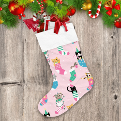 Christmas With Cute Cartoon Cats In Socks Christmas Stocking