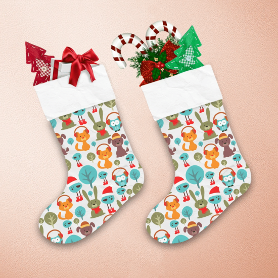 Christmas With Cute Funny Dog Animals Winter Christmas Stocking 1