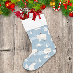 Christmas With Cute Polar Bears And Tree Christmas Stocking