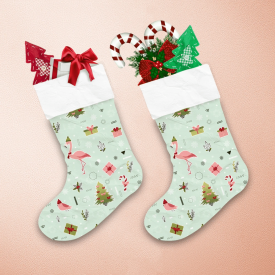 Christmas With Holiday Flamingo Gift Boxes And Coffee Christmas Stocking 1