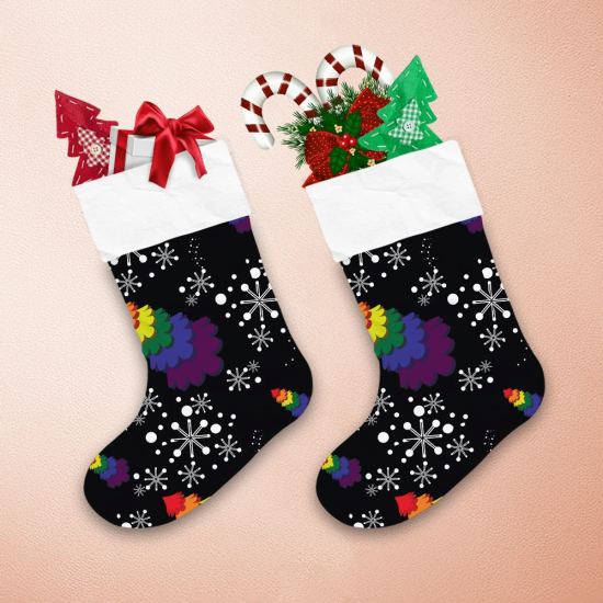 Christmas With Rainbow Colored Christmas Tree Christmas Stocking 1